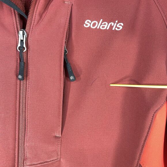 Solaris Jacket Mens Sz Med Red Full Zip Soft Polyester Zip Pockets Hooded Soft - Picture 9 of 12